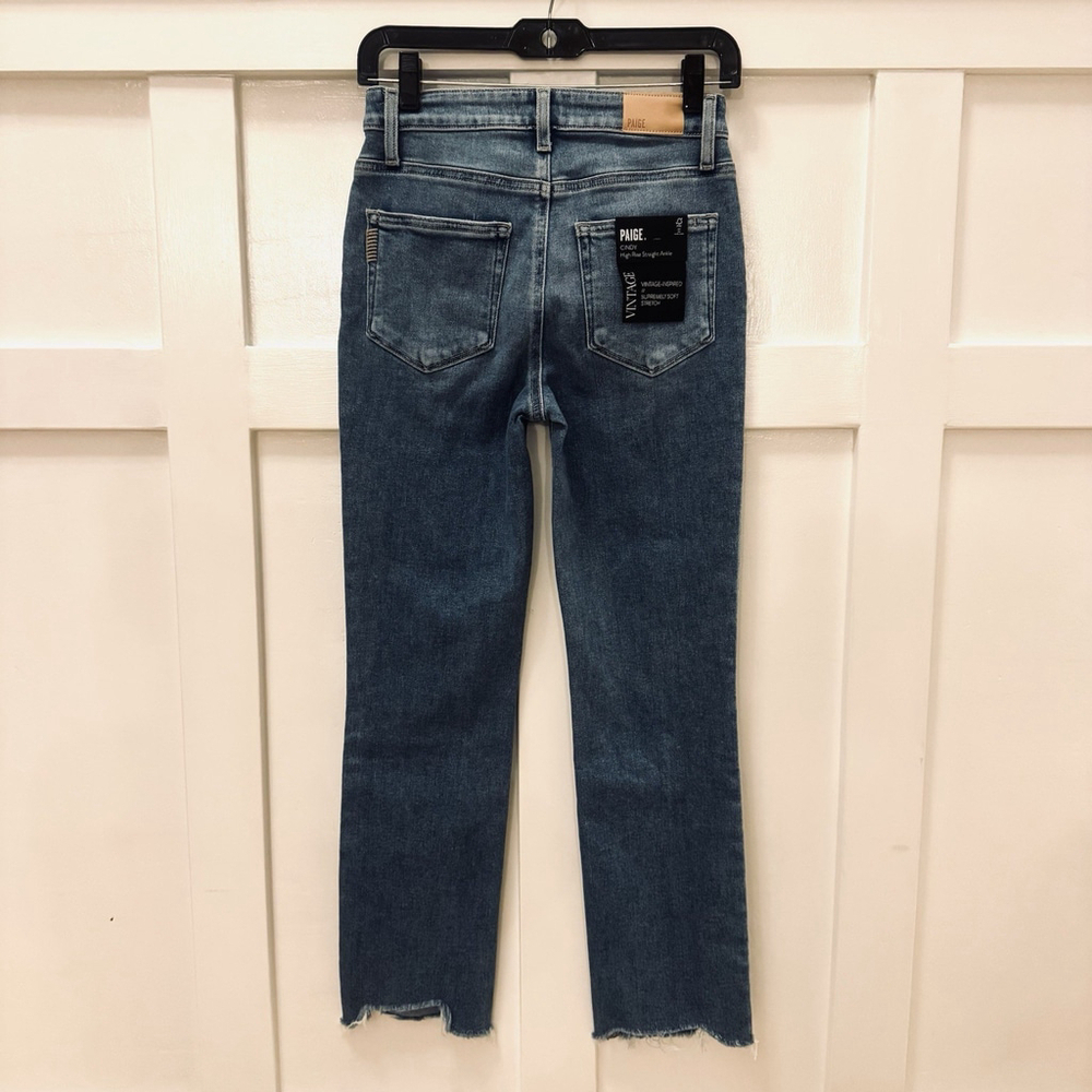 NWT Paige Cindy High Rise Straight Jeans Size:26 Distressed Raw Hem Cropped - Picture 2 of 16